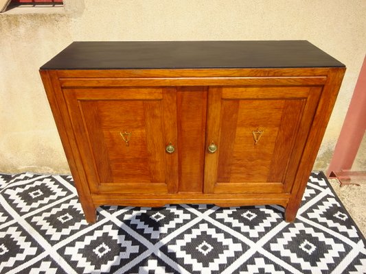 Vintage Oak and Veneer Sideboard with Gold Handles, 1950s-ABK-2032335