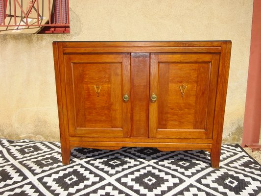 Vintage Oak and Veneer Sideboard with Gold Handles, 1950s-ABK-2032335