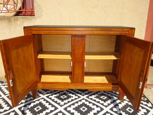 Vintage Oak and Veneer Sideboard with Gold Handles, 1950s-ABK-2032335