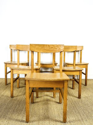 Vintage Oak Chairs, 1960, Set of 6-PLK-2022755