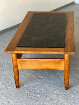 Vintage Oak Coffee Table with Slate Tray, 1960s-SSK-1757961