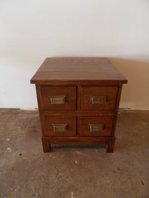 Vintage Oak Filing Cabinet with 4 Drawers, 1950s-PNJ-1756057