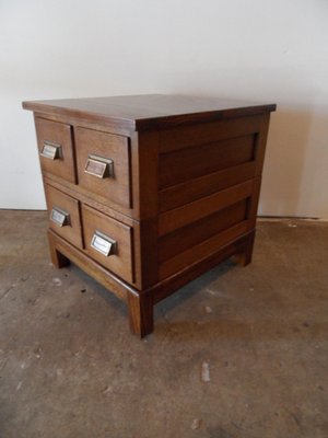 Vintage Oak Filing Cabinet with 4 Drawers, 1950s-PNJ-1756057