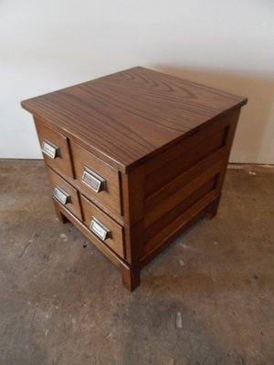 Vintage Oak Filing Cabinet with 4 Drawers, 1950s-PNJ-1756057