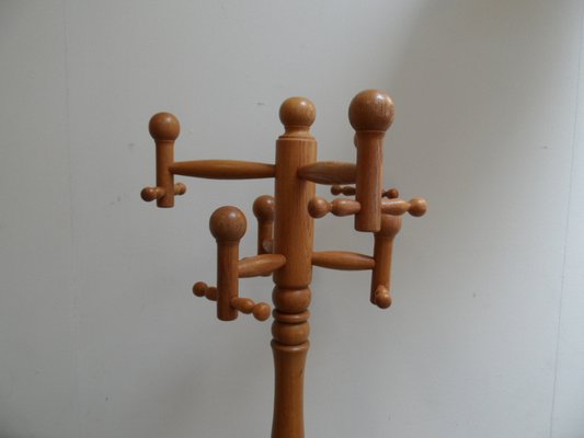 Vintage Oak Standing Coat Rack, 1960s-PNJ-1369212