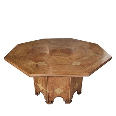 Vintage Octagonal Wooden Dining Table-TCS-1743094