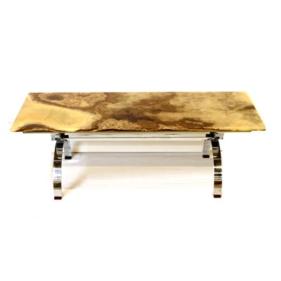 Vintage Onyx Coffee Table with Chrome Base, 1970s-XID-1398885