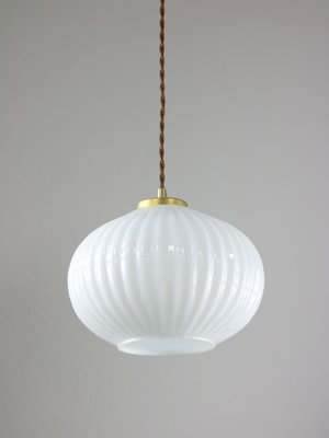 Vintage Opaline & Brass Pendant Lamp-HGJ-974852