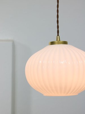 Vintage Opaline & Brass Pendant Lamp-HGJ-974852