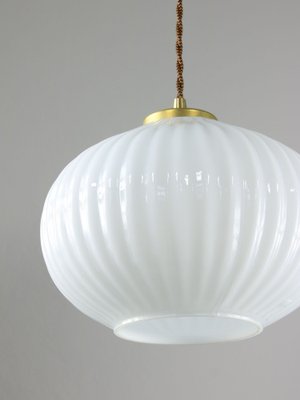 Vintage Opaline & Brass Pendant Lamp-HGJ-974852