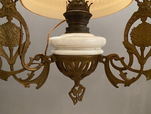 Vintage Opaline Bronze Pendant Lamp, 1950s-JJC-684344