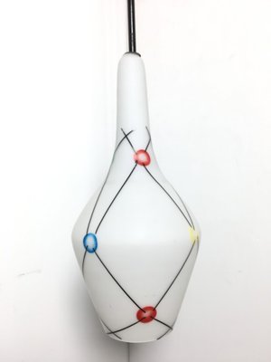 Vintage Opaline Glass Pendant Lamp, 1960s-FQG-1721536