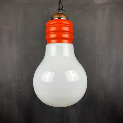 Vintage Opaline Glass Pendant Lamp, Italy, 1970s-WQC-936102