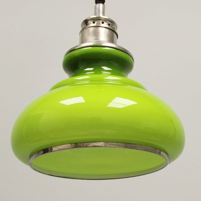 Vintage Opaline Green and Yellow Ceiling Lamp, 1960s-NE-688486