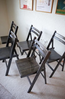 Vintage Painted Black Folding Chairs, Set of 5-BHX-1733133