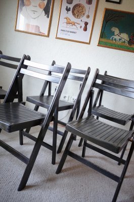 Vintage Painted Black Folding Chairs, Set of 5-BHX-1733133