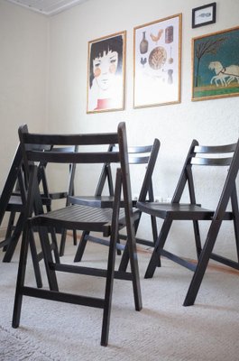 Vintage Painted Black Folding Chairs, Set of 5-BHX-1733133