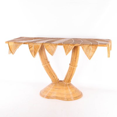 Vintage Palmtree Console Table in Rattan-DSC-2018081