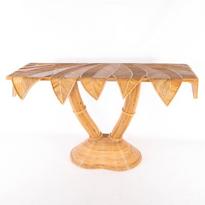 Vintage Palmtree Console Table in Rattan-DSC-2018081