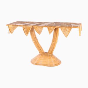 Vintage Palmtree Console Table in Rattan-DSC-2018081