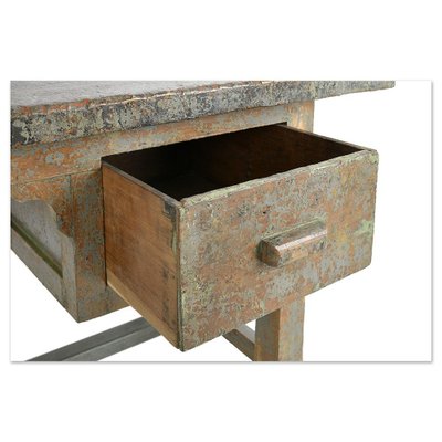 Vintage Patinated Wood Desk-NQ-1823127