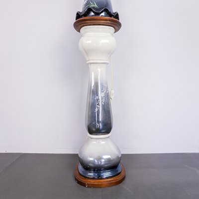 Vintage Patterned Ceramic Column Table Lamp, 1930s-ZLY-925431