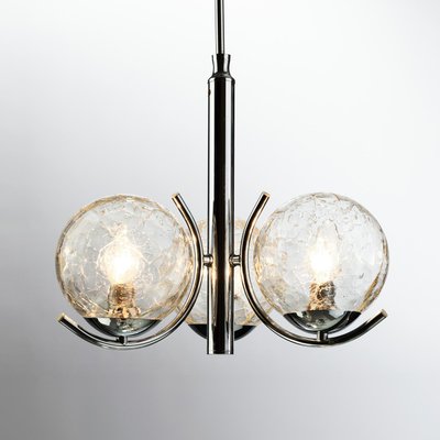 Vintage Pendant Lamp in Chrome and Spherical Structured Glass from Richard Essig, 1970s-QBR-1316937