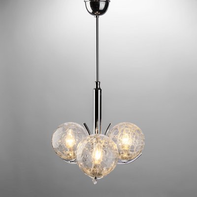 Vintage Pendant Lamp in Chrome and Spherical Structured Glass from Richard Essig, 1970s-QBR-1316937