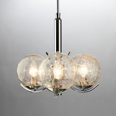 Vintage Pendant Lamp in Chrome and Spherical Structured Glass from Richard Essig, 1970s-QBR-1316937