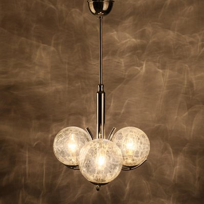 Vintage Pendant Lamp in Chrome and Spherical Structured Glass from Richard Essig, 1970s-QBR-1316937