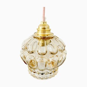 Vintage Pendant Light in Beige Glass with Bubbles-BMU-1807649