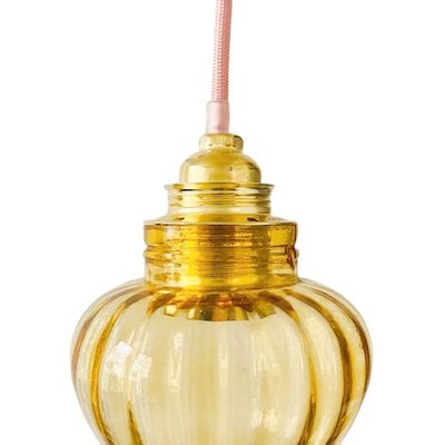 Vintage Pendant Light in Yellow & Pink Glass-BMU-1807720