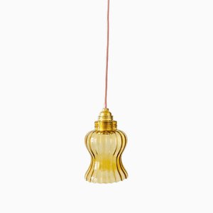 Vintage Pendant Light in Yellow & Pink Glass-BMU-1807720