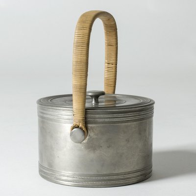 Vintage Pewter and Rattan Jar by Estrid Ericson From Svenskt Tenn-NL-1081223