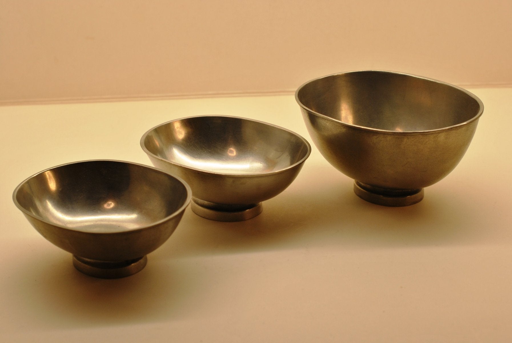 Vintage Pewter Bowls by Edvin Ollers, 1966, Set of 3