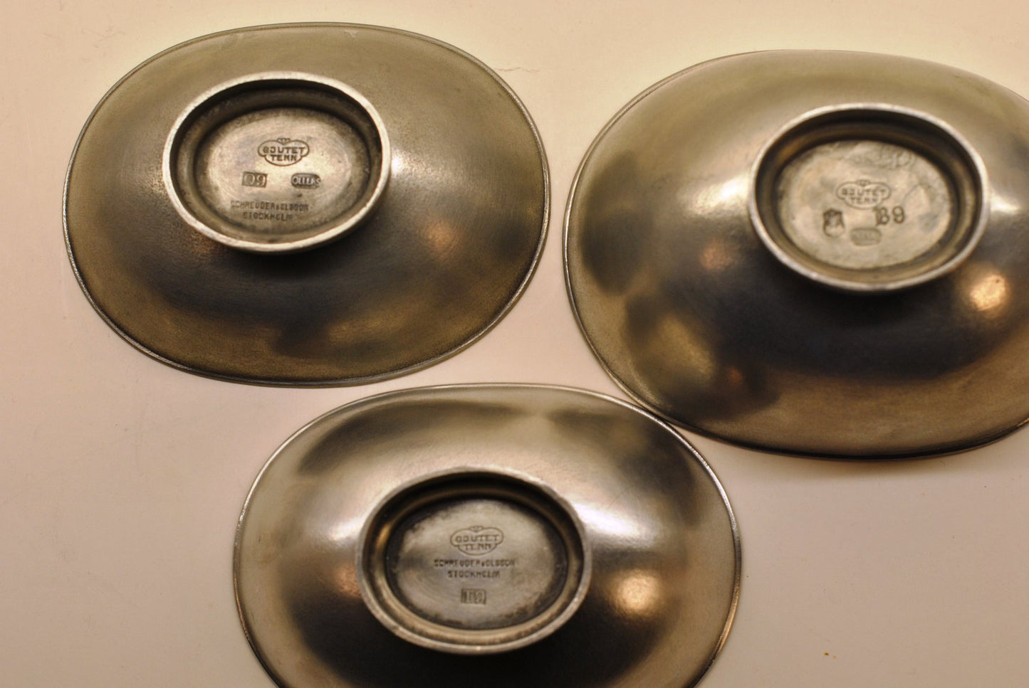 Vintage Pewter Bowls by Edvin Ollers, 1966, Set of 3