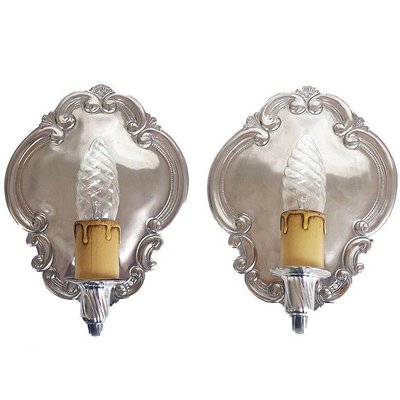 Vintage Pewter Wall Sconces by August Weygang, Germany, 1900s, Set of 2-DEK-932447