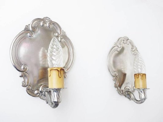 Vintage Pewter Wall Sconces by August Weygang, Germany, 1900s, Set of 2-DEK-932447