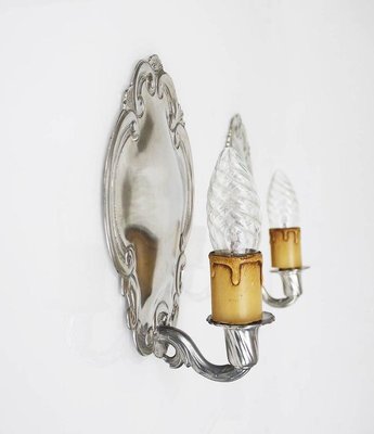 Vintage Pewter Wall Sconces by August Weygang, Germany, 1900s, Set of 2-DEK-932447