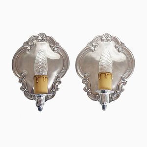 Vintage Pewter Wall Sconces by August Weygang, Germany, 1900s, Set of 2-DEK-932447