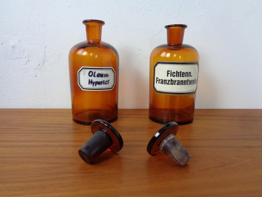 Vintage Pharmacists Glass Bottles, Set of 8-RDW-1785311