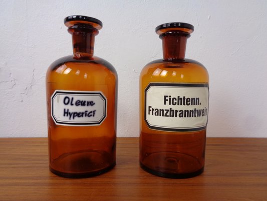 Vintage Pharmacists Glass Bottles, Set of 8-RDW-1785311