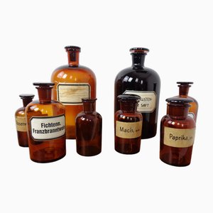 Vintage Pharmacists Glass Bottles, Set of 8-RDW-1785311