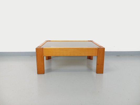 Vintage Pine and Smoked Glass Coffee Table, 1970s-AHO-1784581