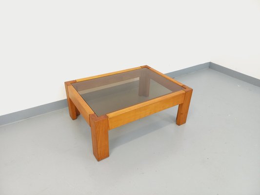 Vintage Pine and Smoked Glass Coffee Table, 1970s-AHO-1784581