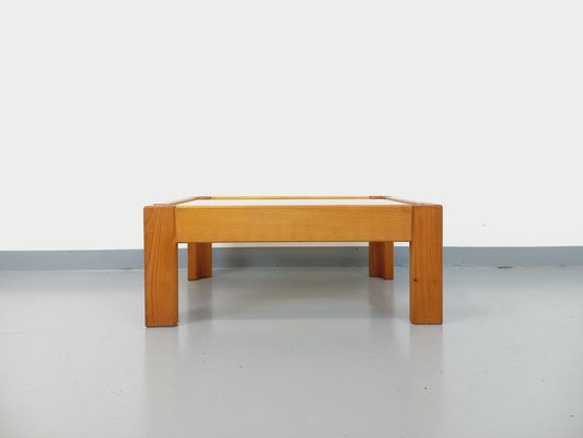 Vintage Pine and Smoked Glass Coffee Table, 1970s-AHO-1784581