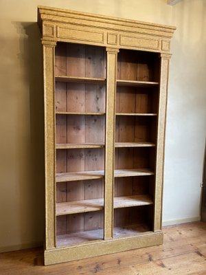 Vintage Pine Bookcase Cabinet-OFB-1813637