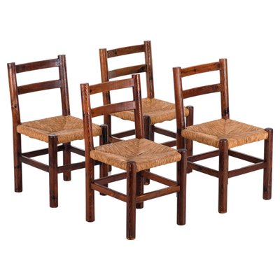 Vintage Pine Chairs, 1960s, Set of 4-QU-1706915