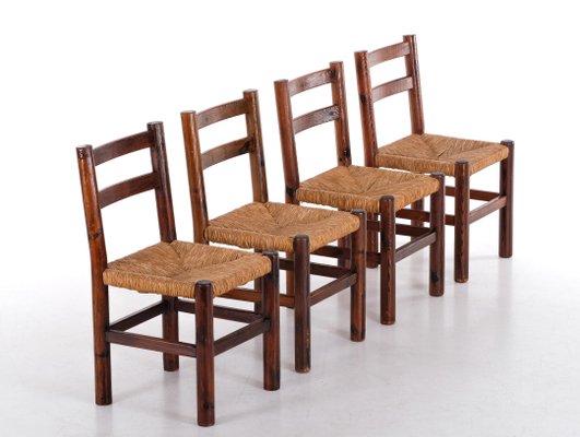 Vintage Pine Chairs, 1960s, Set of 4-QU-1706915