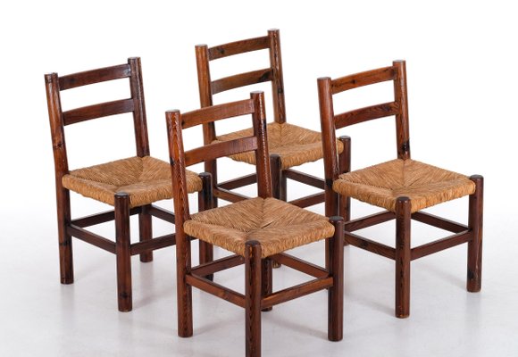 Vintage Pine Chairs, 1960s, Set of 4-QU-1706915